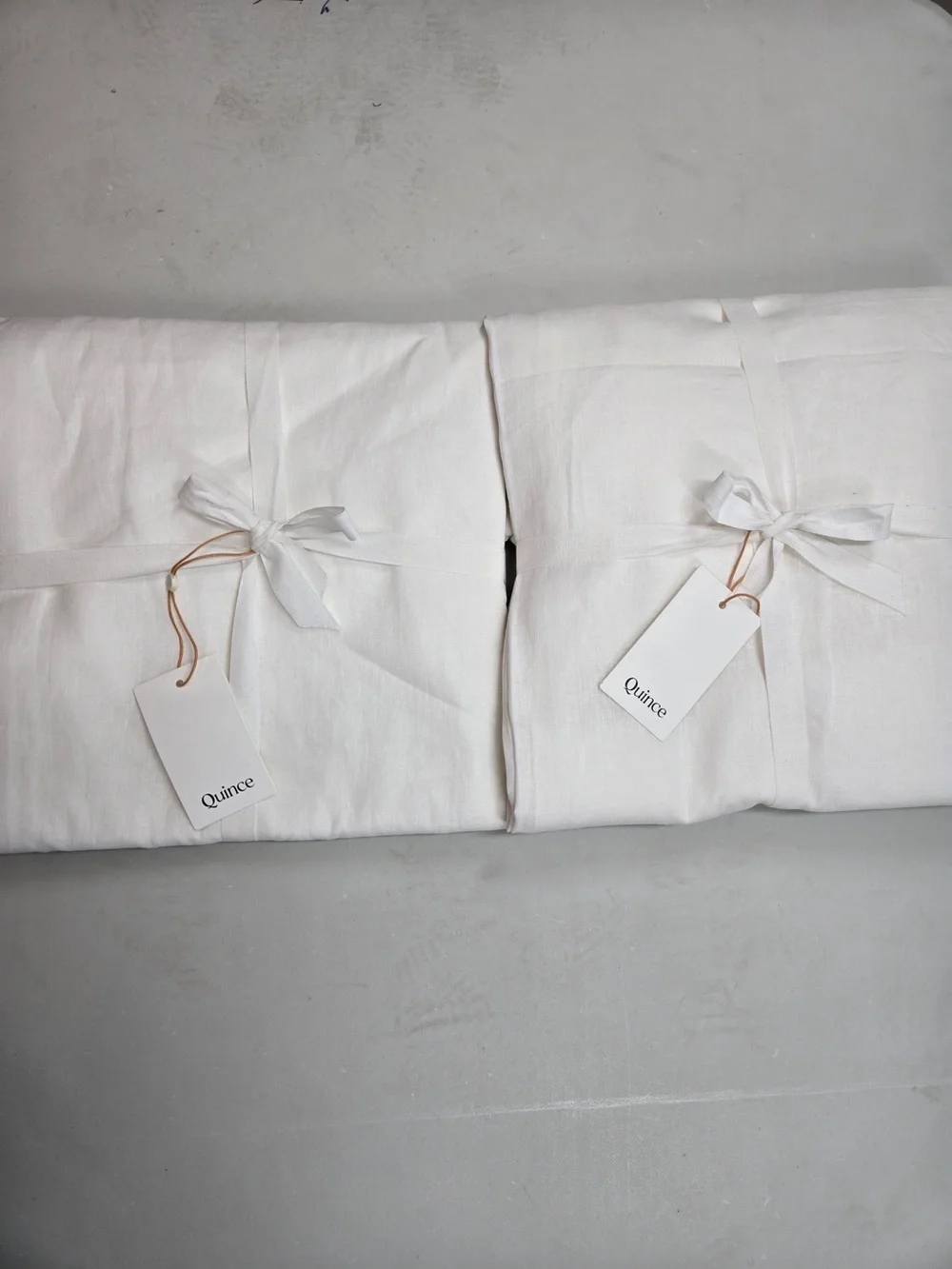 NWT QUINCE Set Of 2 48x108 European Linen Curtains White 9531